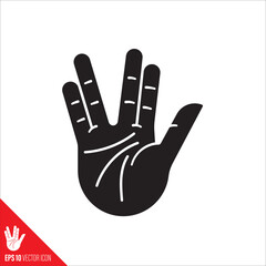 Vulcan salute hand gesture vector glyph icon. Science Fiction appreciation symbol.