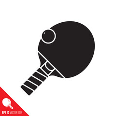 Table tennis paddle and ball vector icon