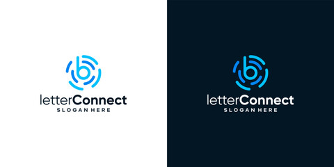 Connected circle shape logo design template with initial letter b graphic design illustration. icon, symbol, creative.