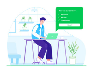 Illustration of a person working on laptop