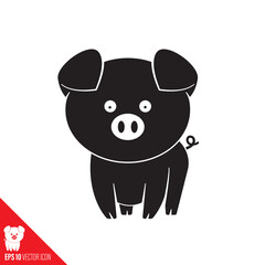 Piglet vector glyph icon. Agriculture and farm animal symbol.