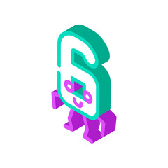 six number character isometric icon vector. six number character sign. isolated symbol illustration