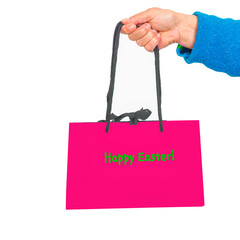 Gift bag happy easter in pink