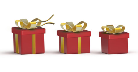 Fototapeta premium 3d red gifts with golden bows