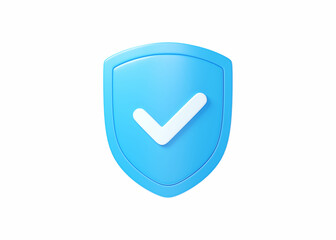 Shield 3d icon - cyber guard illustration, blockchain protect safety element and access blue symbol