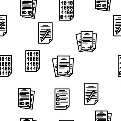 document business file office vector seamless pattern thin line illustration