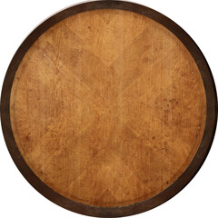 antique brown framed circular wooden plate 