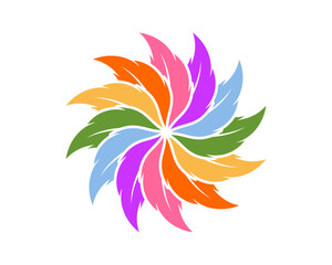 Feather with flower shape colorful