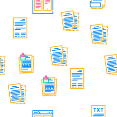 document business file office vector seamless pattern thin line illustration