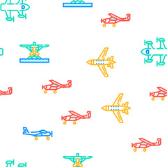 plane flight travel aircraft vector seamless pattern thin line illustration
