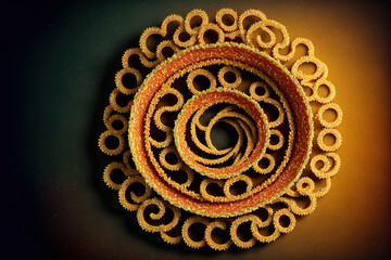 Murukku, a South Indian traditional vegetarian snack also known as chakli,. Generative AI