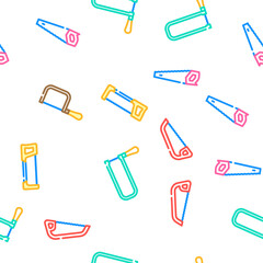 hand saw construction vector seamless pattern thin line illustration
