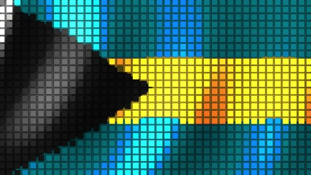 Background of the Flag of Bahamas from cubes. Seamless Animation 3D