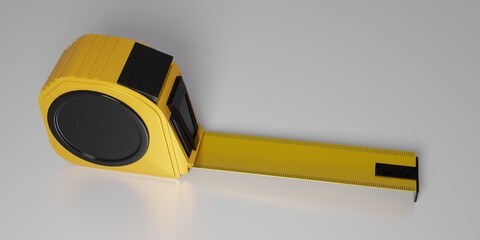 Empty tape ruler without any numbers 3d render illustration. 