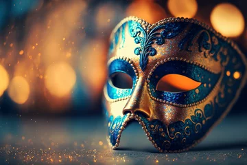 Deurstickers Golden mask during Carnival of Venice. Generative AI. © eyetronic