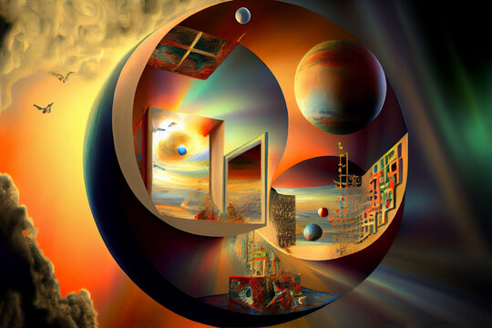 abstract parallel universe or reality , artistic view, Generative AI