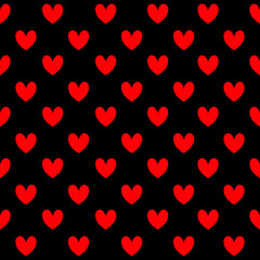 Fototapeta na wymiar Red hearts on black background for banner, cover, wallpaper and create your ideas.