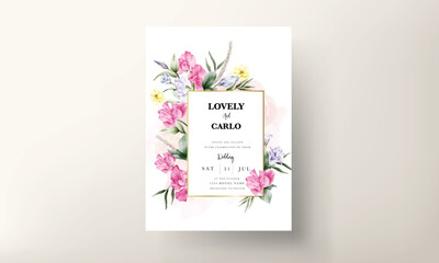 hand drawn watercolor floral wedding invitation card