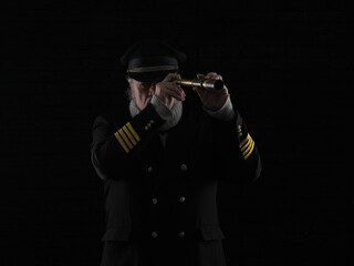 portrait of a ship captain with a spyglass