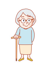 優しい白髪のおばあちゃん。子どもが好き。膝を悪くして病院に通っている。毎日の散歩を欠かさない。