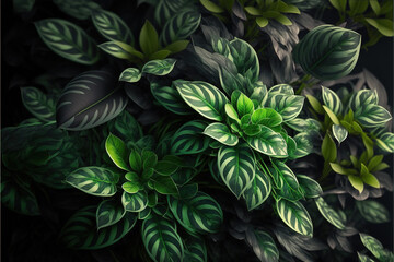 Naklejka na ściany i meble background of green plants created with generative ai technology