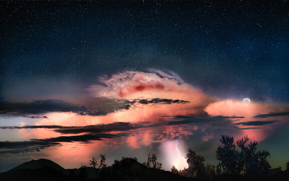 Monsoon sunset in the sky: A composite of several shots combined into one spectacular scene!