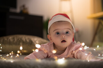 baby child in santa hat