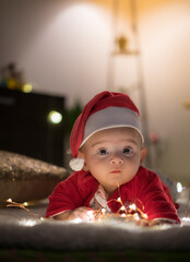 baby child in santa hat