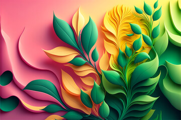 Colorful abstract organic plant pattern. Generative AI.