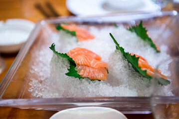 chinese salad.Salmon with vegetables