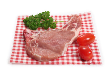 côte de porc sur fond blanc	
