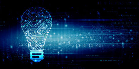 
2d illustration bulb future technology, innovation background, creative idea concept 