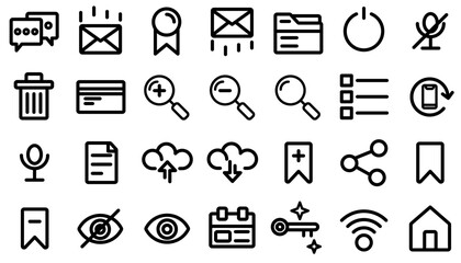Icon set User Interface. contains icons for trash, bookmarks, share, email, file manager, replace, to-do list and more