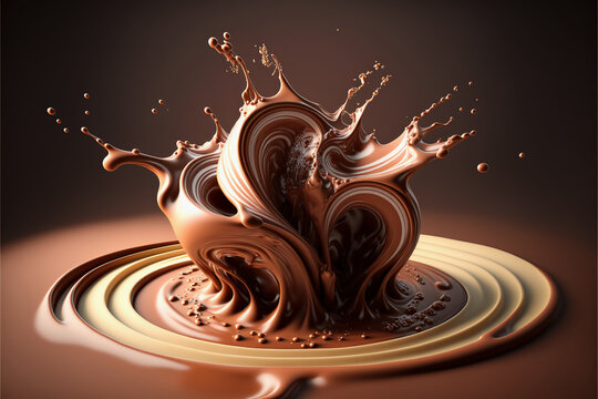 ai illustration of splashing liquid light chocolate cream