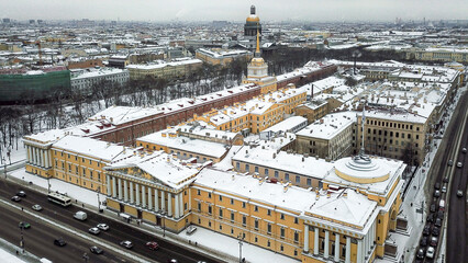 foto aérea de drone do Inverno em São Petersburgo na Russia