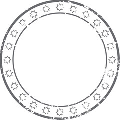 Round seal with star circle. Blank stamp template