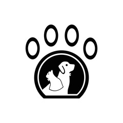 Pet cat and dog animal logo design . icon logo . silhouette logo 