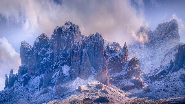 Snow over the Superstition Mountains
