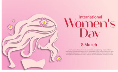 women's day background with illustration of woman silhouette with flowers
