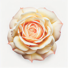 Top view a American Beauty Rose flower isolated on a white background, suitable for use on Valentine's Day cards