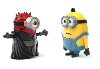 Naklejka premium Goiânia, Brazil - June, 23, 2022: Toy Minions. Star Wars. Figure toy character