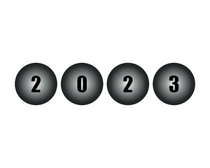2023 year poster. vector illustration banner for the year 2023. circular balls with numbers.