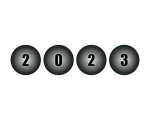 2023 year poster. vector illustration banner for the year 2023. circular balls with numbers.