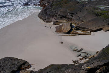 Scenic landscape of Carcass Island in the Falkland Islands