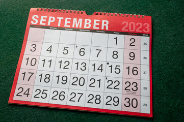 Calendar 2023, September, monthly planner for wall and desk.