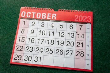Calendar 2023, October, monthly planner for wall and desk.
