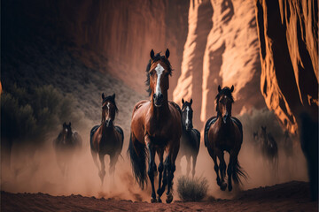 Horse, Digital national geographic realistic illustration with stunning scene
