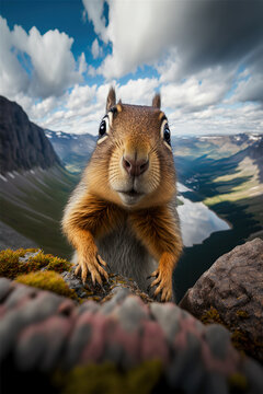 Squirrel, Digital National Geographic Realistic Illustration With Stunning Scene