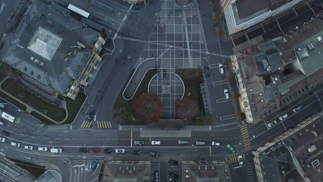 Aerial view of Pury square and the old town of Neuchatel