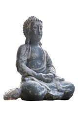 A stone statue of a Buddha, cropped, in PNG format